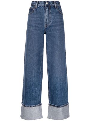 Alexander Wang crystal-embellished wide-leg jeans - Blue