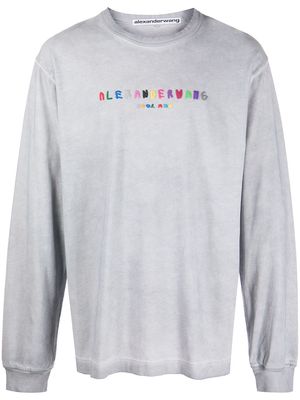 Alexander Wang debossed-logo long-sleeved T-shirt - Grey