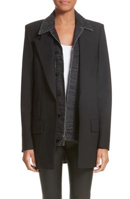 Alexander Wang Denim & Wool Blend Layered Jacket in Black