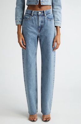 Alexander Wang Embellished Relaxed Straight Leg Jeans in Vintage Light Indigo