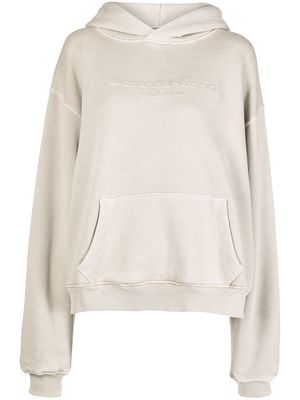 Alexander Wang embossed-logo long-sleeve hoodie - Green