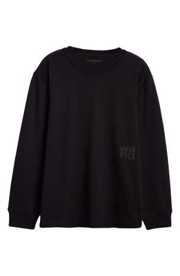 Alexander Wang Essential Puff Logo Cotton Jersey Crewneck T-Shirt in Black
