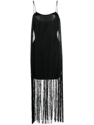 Alexander Wang fringe-trim spaghetti-strap midi dress - Black