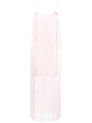 Alexander Wang fringe-trim spaghetti-strap midi dress - Pink