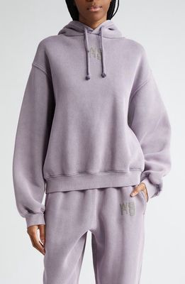 Alexander Wang Gender Inclusive Relaxed Fit Essential Terry Cloth Hoodie in Acid Pink Lavender