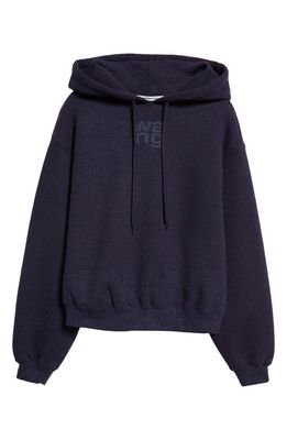 Alexander Wang Gender Inclusive Relaxed Fit Glitter Terry Cloth Hoodie in 065 Nine Iron