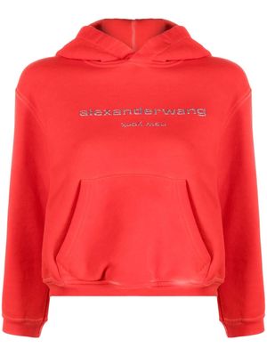 Alexander Wang glitter logo-print cotton hoodie - Red