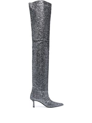 Alexander Wang glitter thigh-high boots - Silver
