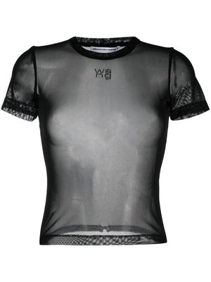 Alexander Wang Hotfix short-sleeve mesh T-shirt - Black