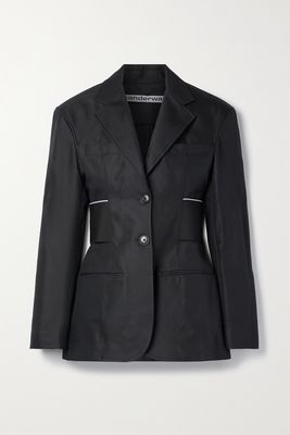 Alexander Wang - Jacquard-trimmed Cotton-blend Twill Blazer - Black
