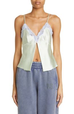 Alexander Wang Lace Trim Silk Charmeuse Butterfly Camisole in Pale Mint