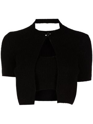 Alexander Wang layered-look cropped knitted top - Black