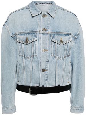 Alexander Wang leather-belt denim jacket - Blue