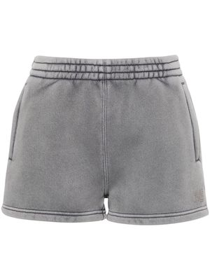 Alexander Wang logo-appliqué acid-wash shorts - Grey