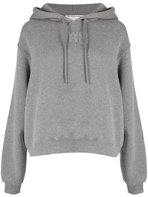 Alexander Wang logo-embossed cotton hoodie - Grey