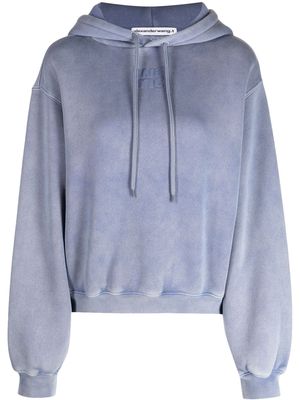 Alexander Wang logo-embossed drop-shoulder hoodie - Blue