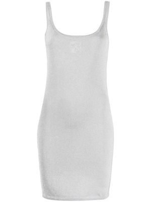 Alexander Wang logo-embossed fine-knit short dress - Silver