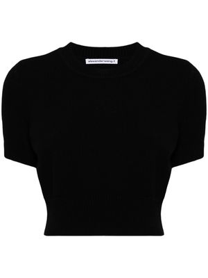 Alexander Wang logo-embossed knitted top - Black
