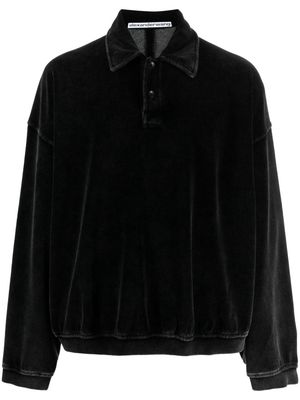 Alexander Wang logo-embossed polo-collar sweatshirt - Black