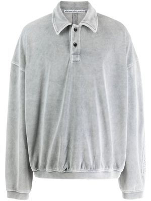 Alexander Wang logo-embossed polo-collar sweatshirt - Grey