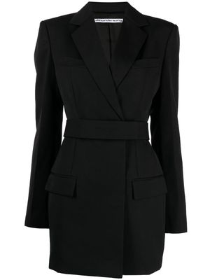 Alexander Wang logo-embroidered belted blazer dress - Black