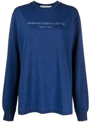 Alexander Wang logo-embroidered cotton sweatshirt - Blue