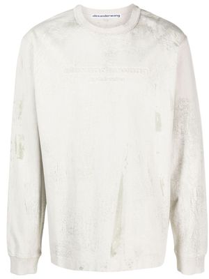 Alexander Wang logo-embroidered cotton sweatshirt - Neutrals