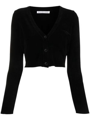 Alexander Wang logo-embroidered cropped cardigan - Black