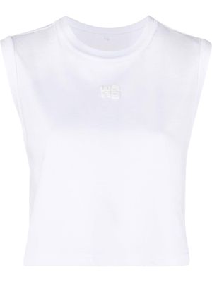 Alexander Wang logo-embroidered sleeveless T-shirt - White