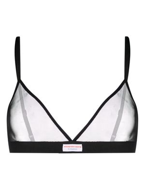Alexander Wang logo-patch mesh bra - Black