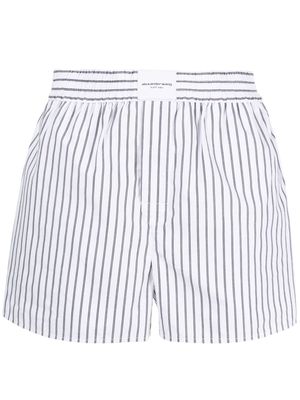 Alexander Wang logo-patch striped poplin shorts - White