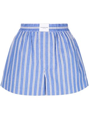 Alexander Wang logo-patch striped shorts - Blue