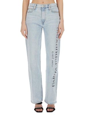 Alexander Wang Logo-perforated Straight-leg Jeans