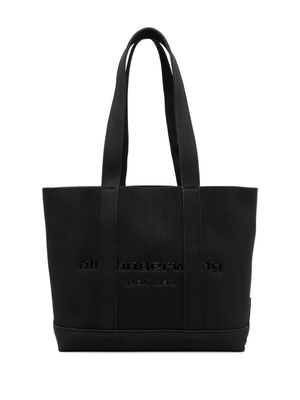 Alexander Wang logo-plaque ribbed-knit tote bag - Black