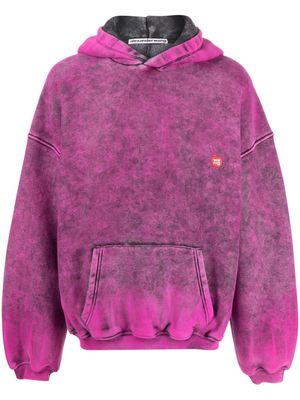 Alexander Wang logo-print bleached-effect hoodie - Purple