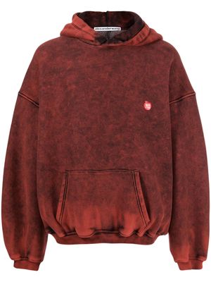 Alexander Wang logo-print bleached-effect hoodie - Red