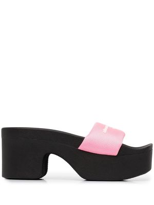 Alexander Wang logo-print block heel slides - Black