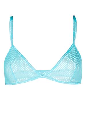 Alexander Wang logo-print mesh bra - Blue