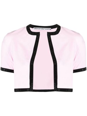 Alexander Wang logo-trim cropped cardigan - Pink