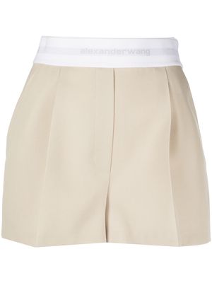 Alexander Wang logo-waist tailored shorts - Brown