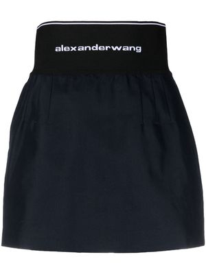 Alexander Wang logo-waistband A-line miniskirt - Blue