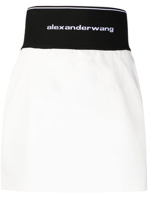 Alexander Wang logo-waistband A-line miniskirt - White