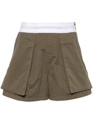 Alexander Wang logo-waistband cotton cargo shorts - Green