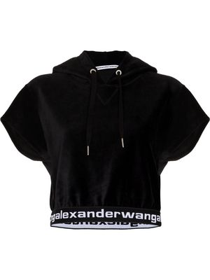 Alexander Wang logo-waistband cropped hoodie - Black