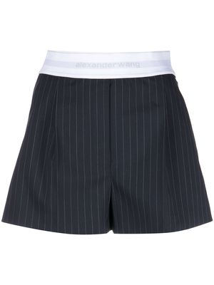 ALEXANDER WANG logo-waistband pleated shorts - Blue