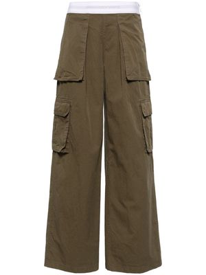 Alexander Wang logo-waistband straight-leg cargo trousers - Green