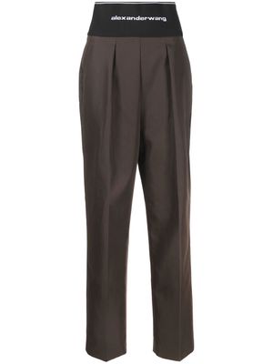 Alexander Wang logo-waistband tailored trousers - Brown