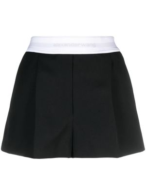 Alexander Wang logo-waistband wool shorts - Black