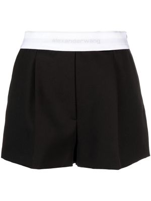 Alexander Wang logo-waistband wool shorts - Brown