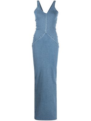 Alexander Wang long fitted denim dress - Blue